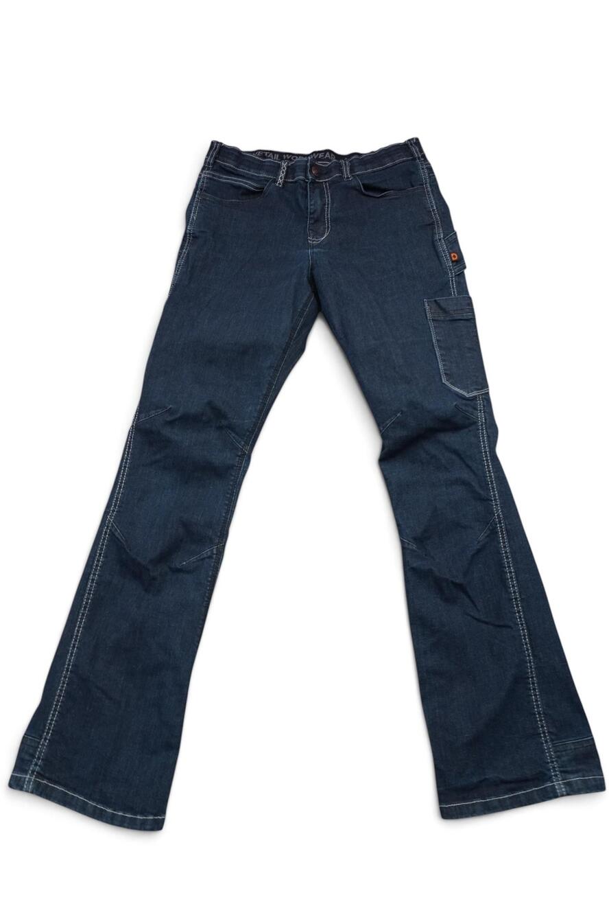 Dovetail Workwear Jeans Womens 8 Blue Dark Wash Bootcut Utility Cargo Pockets